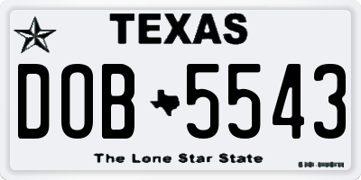TX license plate DOB5543