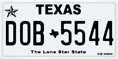 TX license plate DOB5544