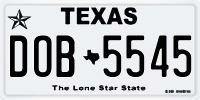 TX license plate DOB5545