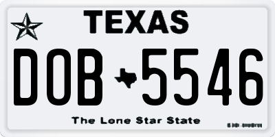 TX license plate DOB5546