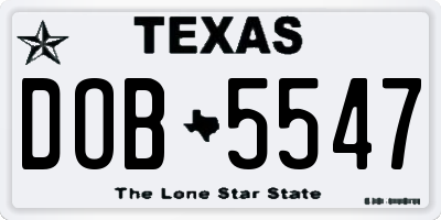 TX license plate DOB5547