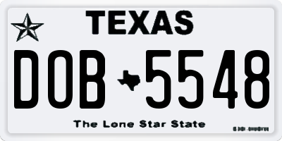 TX license plate DOB5548
