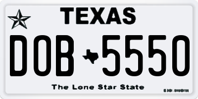 TX license plate DOB5550