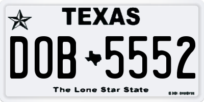 TX license plate DOB5552