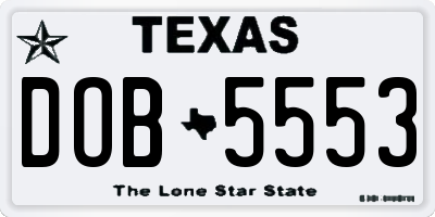 TX license plate DOB5553