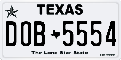 TX license plate DOB5554