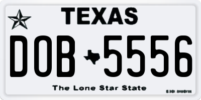 TX license plate DOB5556