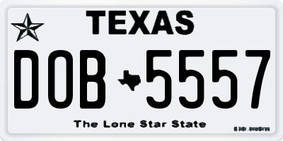 TX license plate DOB5557