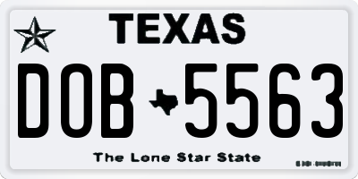 TX license plate DOB5563