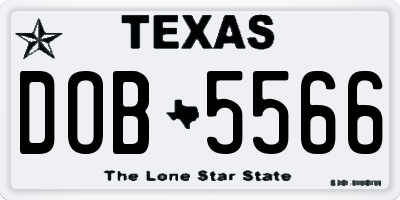 TX license plate DOB5566