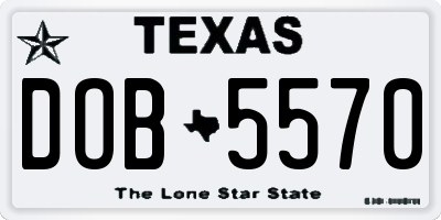 TX license plate DOB5570