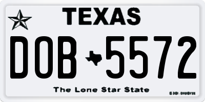 TX license plate DOB5572
