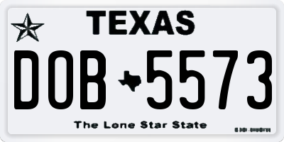 TX license plate DOB5573