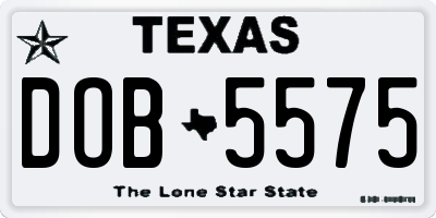 TX license plate DOB5575