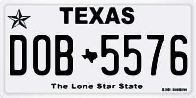 TX license plate DOB5576