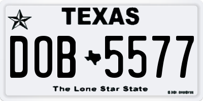 TX license plate DOB5577