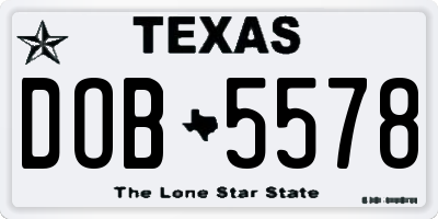 TX license plate DOB5578