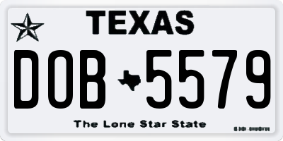 TX license plate DOB5579