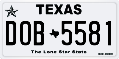 TX license plate DOB5581