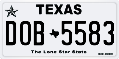 TX license plate DOB5583