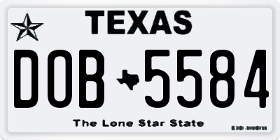 TX license plate DOB5584