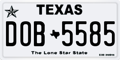 TX license plate DOB5585