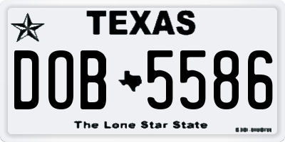 TX license plate DOB5586