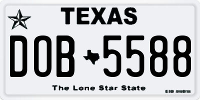 TX license plate DOB5588