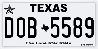 TX license plate DOB5589