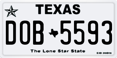 TX license plate DOB5593
