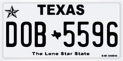 TX license plate DOB5596