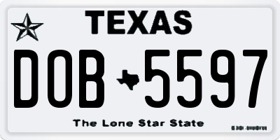 TX license plate DOB5597