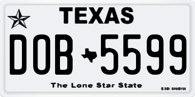 TX license plate DOB5599