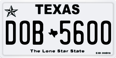 TX license plate DOB5600