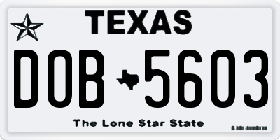 TX license plate DOB5603