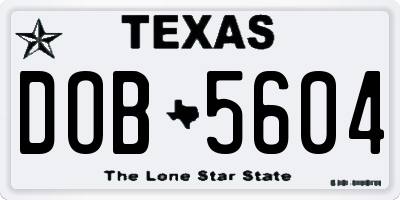 TX license plate DOB5604