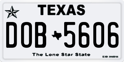 TX license plate DOB5606
