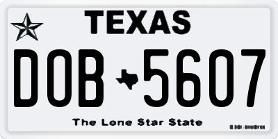 TX license plate DOB5607
