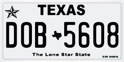 TX license plate DOB5608