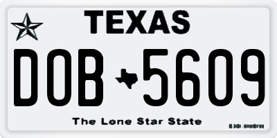 TX license plate DOB5609