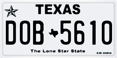 TX license plate DOB5610