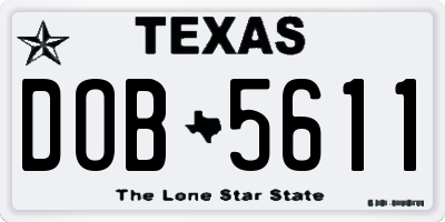 TX license plate DOB5611