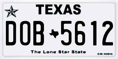 TX license plate DOB5612