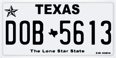 TX license plate DOB5613