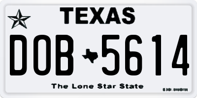 TX license plate DOB5614