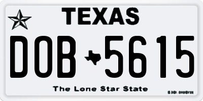 TX license plate DOB5615