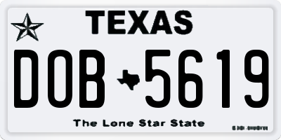 TX license plate DOB5619