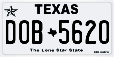 TX license plate DOB5620