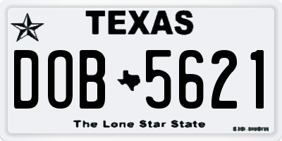 TX license plate DOB5621