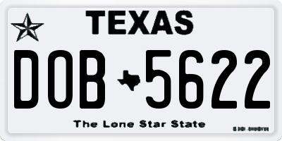 TX license plate DOB5622
